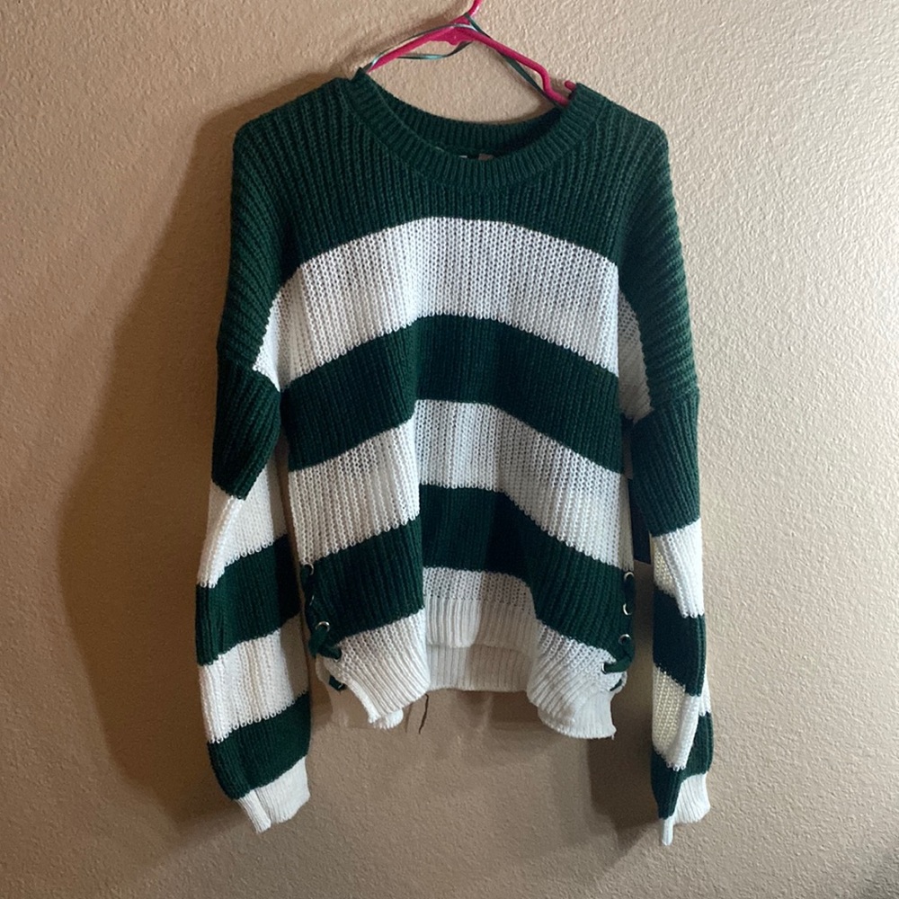 Green & White stripped sweater from Walmart, Size L